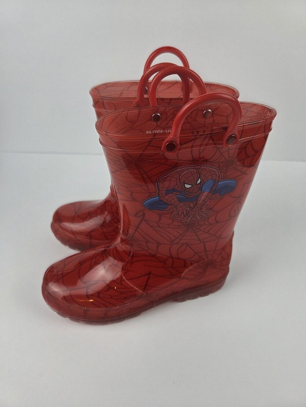 Spiderman Toddler Boys Rubber Rain Boots Pull On Red Size 13